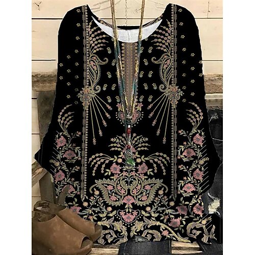 Women's Plus Size Tops Blouse Shirt Floral Print Long Sleeve Crewneck Vintage Casual Daily Vacation Polyester Fall Winter Black Blue
Women's Plus Size Tops Blouse Shirt Floral Print Long Sleeve Crewneck Vintage Casual Daily Vacation Polyester Fall Winter Black Blue