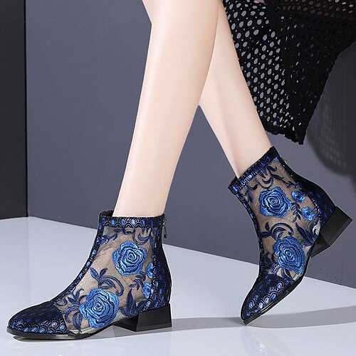 Women's Boots Sandals Boots Summer Boots Booties Ankle Boots Embroidery Flower Flat Heel Chunky Heel Pointed Toe Vintage Elegant Daily Mesh Zipper Summer Solid Colored Embroidered Blue
Women's Boots Sandals Boots Summer Boots Booties Ankle Boots Embroidery Flower Flat Heel Chunky Heel Pointed Toe Vintage Elegant Daily Mesh Zipper Summer Solid Colored Embroidered Blue