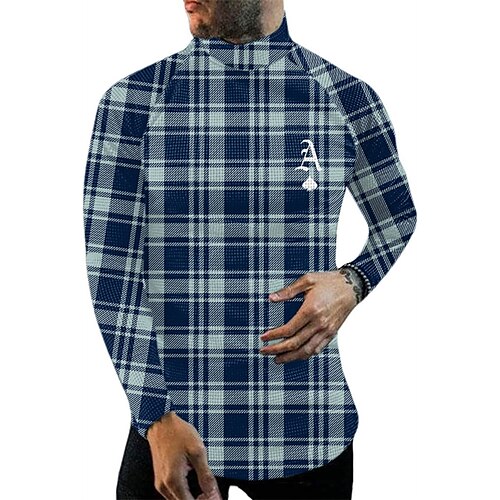Men's T shirt Tee Graphic Plaid Turtleneck Blue 3D Print Street Daily Long Sleeve Print Clothing Apparel Basic Streetwear Big and Tall Pocket / Work
Men's T shirt Tee Graphic Plaid Turtleneck Blue 3D Print Street Daily Long Sleeve Print Clothing Apparel Basic Streetwear Big and Tall Pocket / Work
