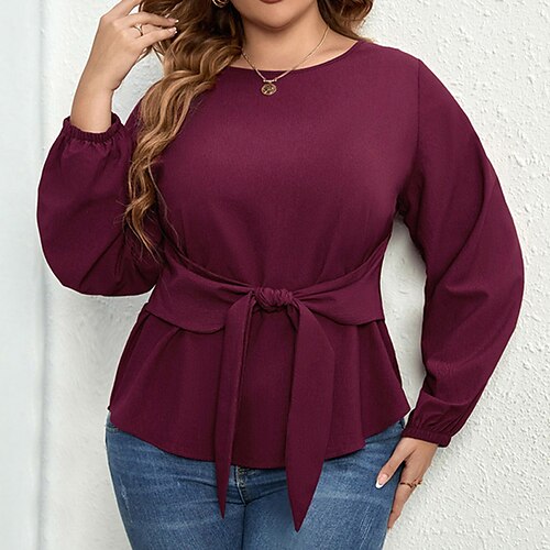 Women's Plus Size Tops Blouse Shirt Solid Color Lace up Long Sleeve Crew Neck Casual Daily Vacation Polyester Fall Winter Purple
Women's Plus Size Tops Blouse Shirt Solid Color Lace up Long Sleeve Crew Neck Casual Daily Vacation Polyester Fall Winter Purple