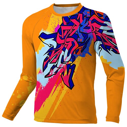 Herre Downhill Jersey Langermet Sykkel Topper med 3 baklommer Pustende Myk Hurtigtørkende Bekvem Oransje Graffiti Polyester sport Klær
Herre Downhill Jersey Langermet Sykkel Topper med 3 baklommer Pustende Myk Hurtigtørkende Bekvem Oransje Graffiti Polyester sport Klær