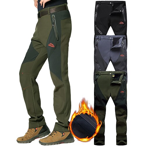 

Men's Hiking Pants Trousers Fleece Lined Pants Softshell Pants Winter Outdoor Thermal Warm Windproof Breathable Water Resistant Bottoms Elastic Waist Zipper Pocket Spandex Hunting Ski / Snowboard