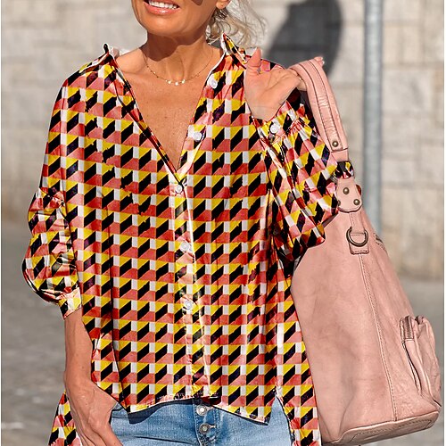 Women's Blouse Shirt Red Geometric Button Asymmetric Long Sleeve Daily Weekend Streetwear Casual Shirt Collar Regular Geometric S / 3D Print / Print
Women's Blouse Shirt Red Geometric Button Asymmetric Long Sleeve Daily Weekend Streetwear Casual Shirt Collar Regular Geometric S / 3D Print / Print