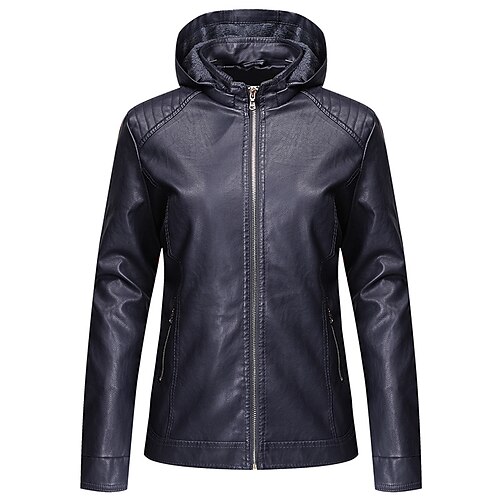 Women's Faux Leather Jacket Waterproof Windproof Outdoor Street Daily Vacation Zipper Pocket Zipper Hoodie Chic & Modern Comfortable Street Style Solid Color Regular Fit Outerwear Long Sleeve Winter
Women's Faux Leather Jacket Waterproof Windproof Outdoor Street Daily Vacation Zipper Pocket Zipper Hoodie Chic & Modern Comfortable Street Style Solid Color Regular Fit Outerwear Long Sleeve Winter