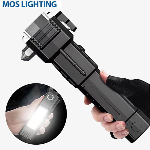 

Car Safety Hammer Window Breaker Cutter Multi-Use Car Escape Tool Mobile Power LED Flashlight Alarm Rescue Strong Magnet 3.7V New