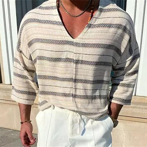 Men's T shirt Tee Striped Crew Neck Khaki Long Sleeve Street Daily Tops Simple Casual Comfortable
Men's T shirt Tee Striped Crew Neck Khaki Long Sleeve Street Daily Tops Simple Casual Comfortable