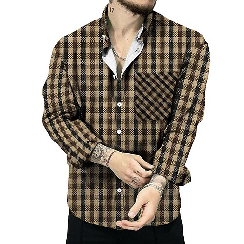 Men's Shirt Plaid Turndown Khaki 3D Print Outdoor Street Long Sleeve Button-Down Print Clothing Apparel Designer Casual Breathable
Men's Shirt Plaid Turndown Khaki 3D Print Outdoor Street Long Sleeve Button-Down Print Clothing Apparel Designer Casual Breathable