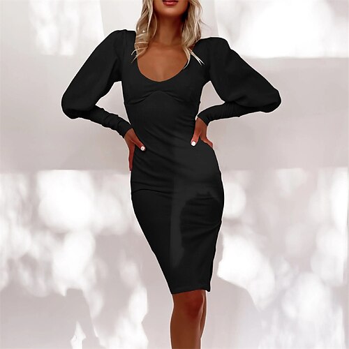 Women's Sheath Dress Black Dress Knee Length Dress Green Black Brown Beige Long Sleeve Pure Color Backless Split Fall Winter U Neck Stylish Modern 2022 S M L XL
Women's Sheath Dress Black Dress Knee Length Dress Green Black Brown Beige Long Sleeve Pure Color Backless Split Fall Winter U Neck Stylish Modern 2022 S M L XL