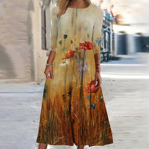 Mulheres Vestido casual Vestido de turno Vestido midi Amarelo Manga 3/4 Floral Franzido Inverno Outono Decote Redondo Férias 2023 S M L XL XXL 3XL
Mulheres Vestido casual Vestido de turno Vestido midi Amarelo Manga 3/4 Floral Franzido Inverno Outono Decote Redondo Férias 2023 S M L XL XXL 3XL