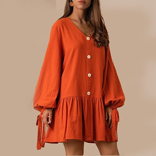 Women's Casual Dress A Line Dress Short Mini Dress Orange Long Sleeve Solid Color Ruffle Button Bow Fall Winter V Neck Stylish Casual Modern 2022 S M L XL
Women's Casual Dress A Line Dress Short Mini Dress Orange Long Sleeve Solid Color Ruffle Button Bow Fall Winter V Neck Stylish Casual Modern 2022 S M L XL