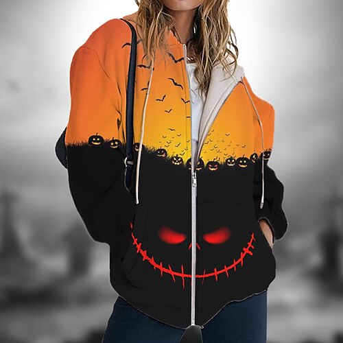 Women's Hoodie Jacket Warm Breathable Outdoor Halloween Daily Wear Going out Zipper Pocket Print Zipper Hoodie Vintage Sports Comfortable Street Style Pumpkin Regular Fit Outerwear Long Sleeve Winter
Women's Hoodie Jacket Warm Breathable Outdoor Halloween Daily Wear Going out Zipper Pocket Print Zipper Hoodie Vintage Sports Comfortable Street Style Pumpkin Regular Fit Outerwear Long Sleeve Winter