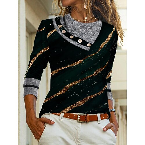 Women's Blouse Shirt Green Black Graphic Sparkly Button Print Long Sleeve Daily Weekend Streetwear Casual Round Neck Regular S / 3D Print
Women's Blouse Shirt Green Black Graphic Sparkly Button Print Long Sleeve Daily Weekend Streetwear Casual Round Neck Regular S / 3D Print