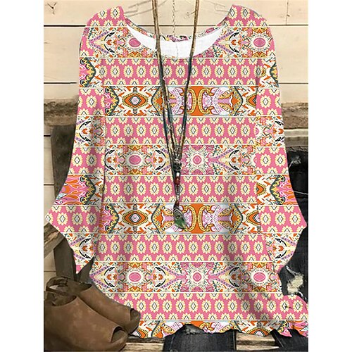 Women's Plus Size Tops Blouse Shirt Floral Geometry Print Long Sleeve Round Neck Casual Daily Vacation Polyester Fall Winter Pink
Women's Plus Size Tops Blouse Shirt Floral Geometry Print Long Sleeve Round Neck Casual Daily Vacation Polyester Fall Winter Pink