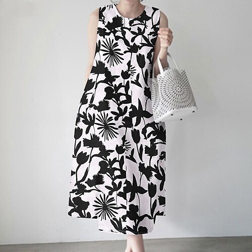Women's Casual Dress Midi Dress Black Yellow Red Sleeveless Floral Print Spring Summer Crew Neck Weekend 2022 S M L XL XXL 3XL 4XL 5XL
Women's Casual Dress Midi Dress Black Yellow Red Sleeveless Floral Print Spring Summer Crew Neck Weekend 2022 S M L XL XXL 3XL 4XL 5XL
