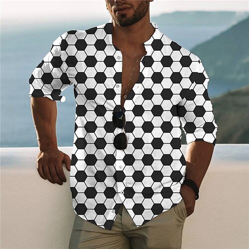Men's Shirt Football Stand Collar White Long Sleeve 3D Print Outdoor Casual Button-Down Print Tops Fashion Designer Casual Comfortable / Sports
Men's Shirt Football Stand Collar White Long Sleeve 3D Print Outdoor Casual Button-Down Print Tops Fashion Designer Casual Comfortable / Sports