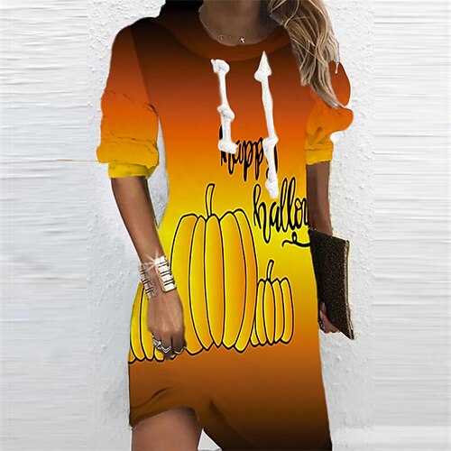 Women's Hoodie Dress Shift Dress Halloween Orange Long Sleeve Letter Pumpkin Color Gradient Print Fall Winter Hooded Vacation Casual 2022 S M L XL XXL 3XL / 3D Print
Women's Hoodie Dress Shift Dress Halloween Orange Long Sleeve Letter Pumpkin Color Gradient Print Fall Winter Hooded Vacation Casual 2022 S M L XL XXL 3XL / 3D Print