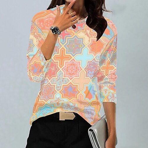 Women's T shirt Tee Blue Pink Yellow Graphic Print Long Sleeve Daily Weekend Basic Round Neck Regular Painting S / 3D Print
Women's T shirt Tee Blue Pink Yellow Graphic Print Long Sleeve Daily Weekend Basic Round Neck Regular Painting S / 3D Print