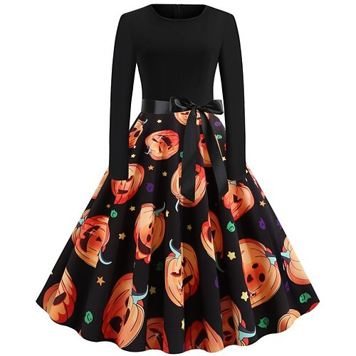 Women's Swing Dress Knit Dress Knee Length Dress Orange Long Sleeve Pumpkin Pleated Bow Print Fall Winter Crew Neck Vintage Stylish 2022 S M L XL XXL
Women's Swing Dress Knit Dress Knee Length Dress Orange Long Sleeve Pumpkin Pleated Bow Print Fall Winter Crew Neck Vintage Stylish 2022 S M L XL XXL