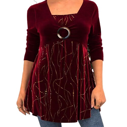 Women's Plus Size Tops Tunic Graphic Print 3/4 Length Sleeve Square Neck Vintage Casual Daily Going out Polyester Fall Winter Red
Women's Plus Size Tops Tunic Graphic Print 3/4 Length Sleeve Square Neck Vintage Casual Daily Going out Polyester Fall Winter Red