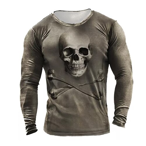 Men's Unisex T shirt Tee Skull Graphic Prints Crew Neck Brown Long Sleeve 3D Print Outdoor Street Patchwork Print Tops Sports Designer Casual Big and Tall / Spring / Fall
Men's Unisex T shirt Tee Skull Graphic Prints Crew Neck Brown Long Sleeve 3D Print Outdoor Street Patchwork Print Tops Sports Designer Casual Big and Tall / Spring / Fall