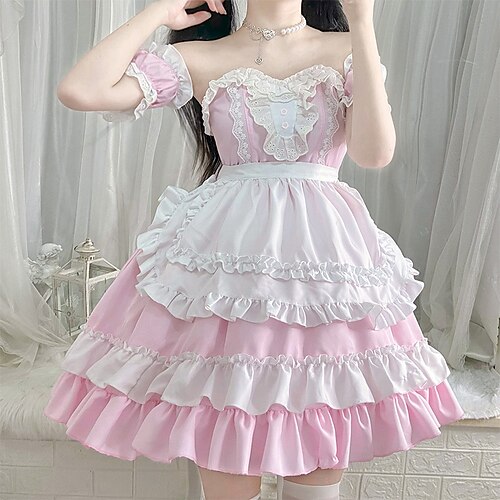 Lolita Maid Sweet Lolita Lolita Dress Cosplay Costume Women's Japanese Cosplay Costumes Rosy Pink Solid Color / Apron
Lolita Maid Sweet Lolita Lolita Dress Cosplay Costume Women's Japanese Cosplay Costumes Rosy Pink Solid Color / Apron