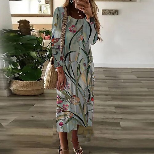 Women's Casual Dress T Shirt Dress Tee Dress Midi Dress Green Long Sleeve Floral Print Fall Winter Crew Neck Vacation Casual 2022 S M L XL / 3D Print
Women's Casual Dress T Shirt Dress Tee Dress Midi Dress Green Long Sleeve Floral Print Fall Winter Crew Neck Vacation Casual 2022 S M L XL / 3D Print