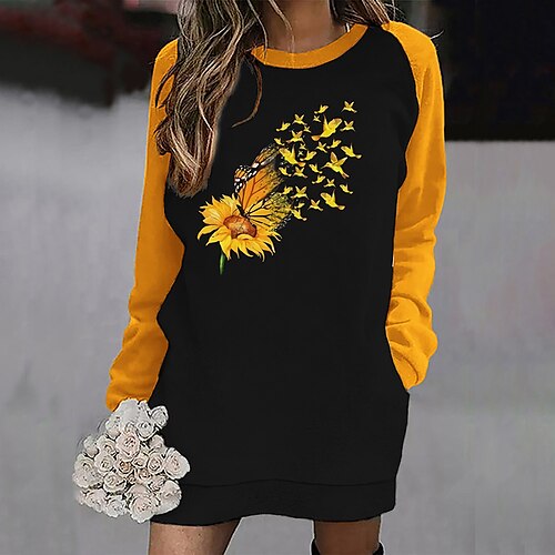Women's Hoodie Dress Butterfly Sunflower Pocket Print Daily Sports 3D Print Active Streetwear Hoodies Sweatshirts Black
Women's Hoodie Dress Butterfly Sunflower Pocket Print Daily Sports 3D Print Active Streetwear Hoodies Sweatshirts Black