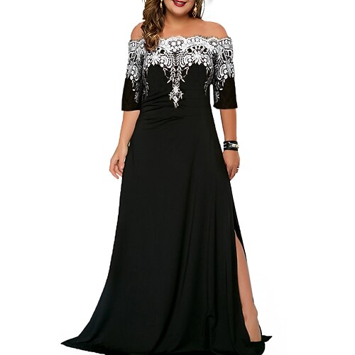 Women's Plus Size Party Dress Floral Off Shoulder Print Half Sleeve Winter Fall Elegant Prom Dress Maxi long Dress Formal Party Dress / Formal Dress / Split
Women's Plus Size Party Dress Floral Off Shoulder Print Half Sleeve Winter Fall Elegant Prom Dress Maxi long Dress Formal Party Dress / Formal Dress / Split