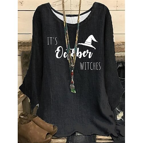 Women's Plus Size Tops Blouse Shirt Letter Print Long Sleeve Crewneck Casual Halloween Halloween Daily Polyester Fall Winter Black
Women's Plus Size Tops Blouse Shirt Letter Print Long Sleeve Crewneck Casual Halloween Halloween Daily Polyester Fall Winter Black