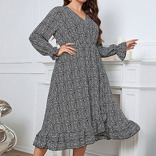 Women's Plus Size Casual Dress Floral V Neck Long Sleeve Fall Winter Casual Midi Dress Causal Daily Dress
Women's Plus Size Casual Dress Floral V Neck Long Sleeve Fall Winter Casual Midi Dress Causal Daily Dress