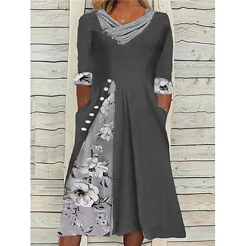 Women's Plus Size Casual Dress Floral V Neck Print 3/4 Length Sleeve Spring Fall Casual Midi Dress Causal Daily Dress
Women's Plus Size Casual Dress Floral V Neck Print 3/4 Length Sleeve Spring Fall Casual Midi Dress Causal Daily Dress