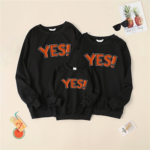 Family Look Sweatshirt Graphic Letter Daily Print Black Long Sleeve Casual Matching Outfits
Family Look Sweatshirt Graphic Letter Daily Print Black Long Sleeve Casual Matching Outfits