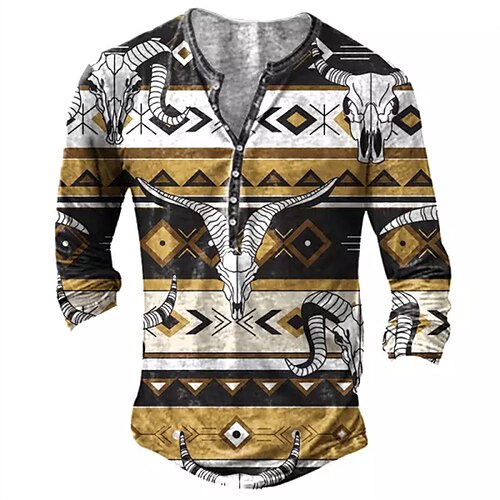 Men's T shirt Tee Henley Shirt Tee Graphic Tribal Henley Yellow Long Sleeve 3D Print Plus Size Outdoor Daily Button-Down Print Tops Basic Designer Classic Comfortable / Sports
Men's T shirt Tee Henley Shirt Tee Graphic Tribal Henley Yellow Long Sleeve 3D Print Plus Size Outdoor Daily Button-Down Print Tops Basic Designer Classic Comfortable / Sports