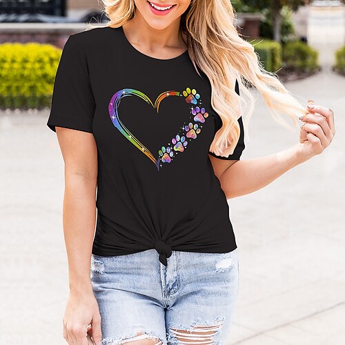 Women's T shirt Tee Heart Casual Weekend Painting T shirt Tee Short Sleeve Print Round Neck Basic Cotton White Black Pink S
Women's T shirt Tee Heart Casual Weekend Painting T shirt Tee Short Sleeve Print Round Neck Basic Cotton White Black Pink S