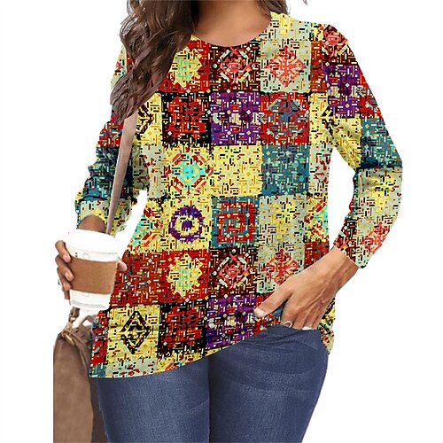Women's Plus Size Tops T shirt Tee Floral Polka Dot Print Long Sleeve Round Neck Vintage Casual Daily Vacation Polyester Fall Winter Blue Purple
Women's Plus Size Tops T shirt Tee Floral Polka Dot Print Long Sleeve Round Neck Vintage Casual Daily Vacation Polyester Fall Winter Blue Purple