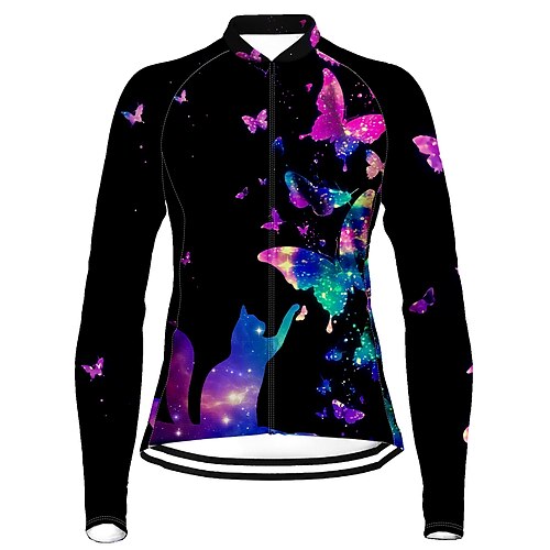 21Grams Women's Cycling Jersey Long Sleeve Bike Top with 3 Rear Pockets Mountain Bike MTB Road Bike Cycling Breathable Quick Dry Moisture Wicking Reflective Strips Black Cat Butterfly Polyester
21Grams Women's Cycling Jersey Long Sleeve Bike Top with 3 Rear Pockets Mountain Bike MTB Road Bike Cycling Breathable Quick Dry Moisture Wicking Reflective Strips Black Cat Butterfly Polyester