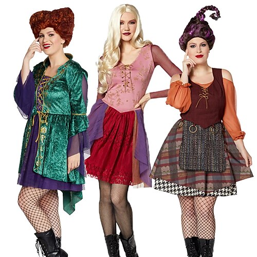Hocus Pocus Witch Mary Sarah Dress Masquerade Women's Movie Cosplay Cosplay Costume Party Green Rosy Pink Red Dress Halloween Masquerade Polyester
Hocus Pocus Witch Mary Sarah Dress Masquerade Women's Movie Cosplay Cosplay Costume Party Green Rosy Pink Red Dress Halloween Masquerade Polyester