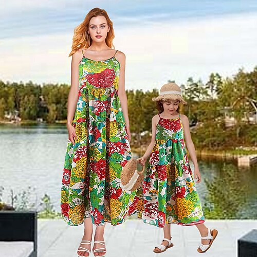 Mommy and Me Dresses Floral Daily Green Sleeveless Maxi Strap Dress Daily Matching Outfits
Mommy and Me Dresses Floral Daily Green Sleeveless Maxi Strap Dress Daily Matching Outfits