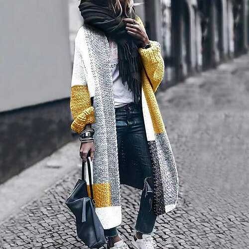 Mujer Chaqueta de Punto Puente Fornido Tejer Sayo De Punto Bloque de color Escote en Pico Elegante Casual Exterior Diario Invierno Otoño Amarillo S M L / Manga Larga / Festivos / Ajuste regular
Mujer Chaqueta de Punto Puente Fornido Tejer Sayo De Punto Bloque de color Escote en Pico Elegante Casual Exterior Diario Invierno Otoño Amarillo S M L / Manga Larga / Festivos / Ajuste regular