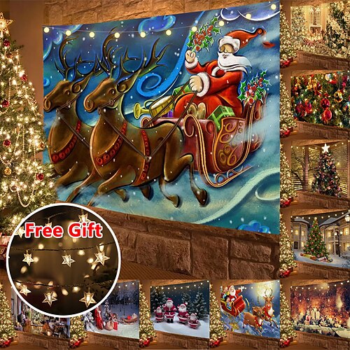 Christmas Party Wall Tapestry Holiday Santa Claus Angel Tree Gift Art Decor Blanket Curtain Hanging Home Bedroom Living Room Decoration Polyester(with LED String Lights)
Christmas Party Wall Tapestry Holiday Santa Claus Angel Tree Gift Art Decor Blanket Curtain Hanging Home Bedroom Living Room Decoration Polyester(with LED String Lights)