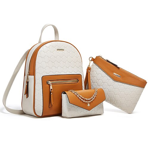 Women's Leather Bag Bag Sets Chain Bag Bag Set Backpack Polyester PU Leather 3 Pcs Purse Set Zipper Solid Color Quilted Vintage Daily Going out Brown Gray White Black
Women's Leather Bag Bag Sets Chain Bag Bag Set Backpack Polyester PU Leather 3 Pcs Purse Set Zipper Solid Color Quilted Vintage Daily Going out Brown Gray White Black