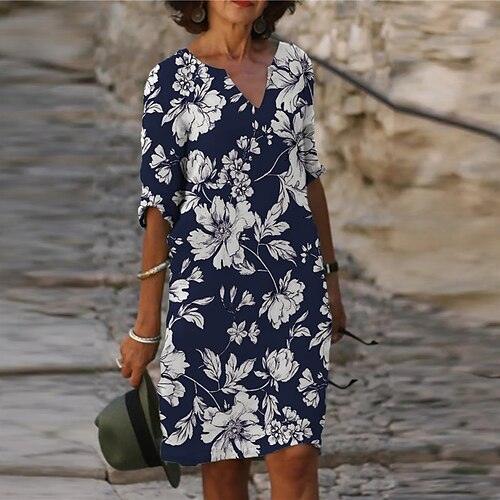 Women's Casual Dress Shift Dress Knee Length Dress Gray Navy Blue Half Sleeve Floral Geometric Print Fall Winter V Neck Casual 2022 S M L XL XXL 3XL
Women's Casual Dress Shift Dress Knee Length Dress Gray Navy Blue Half Sleeve Floral Geometric Print Fall Winter V Neck Casual 2022 S M L XL XXL 3XL