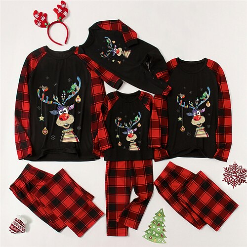 Family Christmas Pajamas Ugly Graphic Plaid Deer Patchwork Dark Red Long Sleeve Mom Dad and Me Daily Matching Outfits
Family Christmas Pajamas Ugly Graphic Plaid Deer Patchwork Dark Red Long Sleeve Mom Dad and Me Daily Matching Outfits