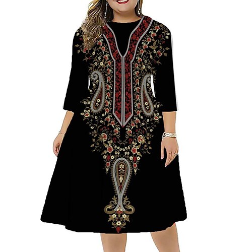 Women's Plus Size Casual Dress Floral Crew Neck Print 3/4 Length Sleeve Winter Fall Stylish Work Casual Midi Dress Daily Vacation Dress
Women's Plus Size Casual Dress Floral Crew Neck Print 3/4 Length Sleeve Winter Fall Stylish Work Casual Midi Dress Daily Vacation Dress