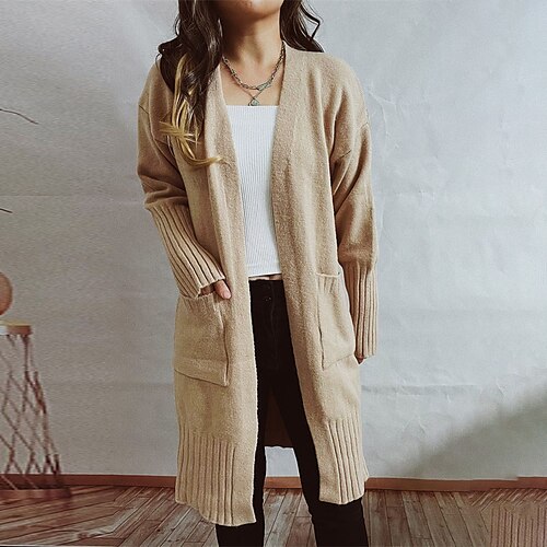 Women's Cardigan Sweater Jumper Ribbed Knit Tunic Pocket Knitted Pure Color Open Front Stylish Casual Outdoor Daily Winter Fall Khaki Red S M L / Long Sleeve / Regular Fit / Going out
Women's Cardigan Sweater Jumper Ribbed Knit Tunic Pocket Knitted Pure Color Open Front Stylish Casual Outdoor Daily Winter Fall Khaki Red S M L / Long Sleeve / Regular Fit / Going out