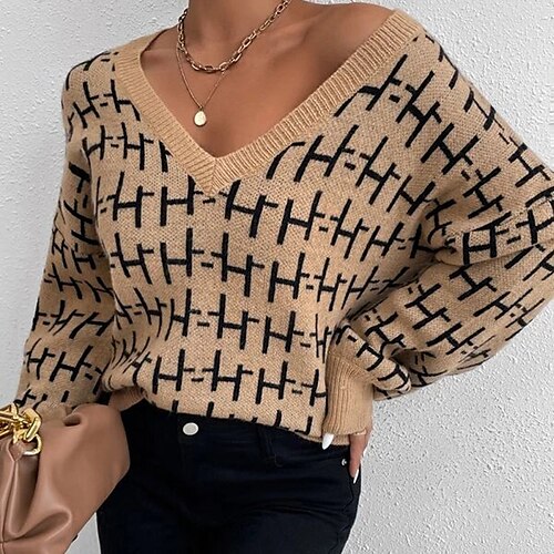 Women's Pullover Sweater Jumper Ribbed Knit Patchwork Knitted Argyle V Neck Stylish Casual Outdoor Daily Fall Winter Khaki S M L / Long Sleeve
Women's Pullover Sweater Jumper Ribbed Knit Patchwork Knitted Argyle V Neck Stylish Casual Outdoor Daily Fall Winter Khaki S M L / Long Sleeve