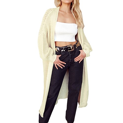 

Women's Cardigan Sweater Jumper Ribbed Knit Tunic Knitted Solid Color V Neck Stylish Casual Outdoor Daily Winter Fall Beige Gray S M L / Long Sleeve / Regular Fit / Going out