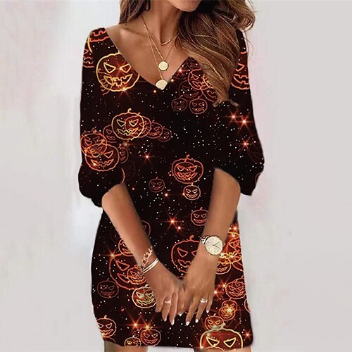 Women's Shift Dress Sweat Dress Short Mini Dress Yellow 3/4 Length Sleeve Pumpkin Print Fall Winter V Neck Vacation Casual 2022 S M L XL XXL 3XL
Women's Shift Dress Sweat Dress Short Mini Dress Yellow 3/4 Length Sleeve Pumpkin Print Fall Winter V Neck Vacation Casual 2022 S M L XL XXL 3XL