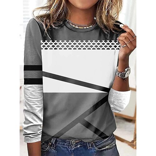 Women's T shirt Tee Green Black Gray Graphic Geometric Print Long Sleeve Casual Weekend Basic Round Neck Regular Painting S / 3D Print
Women's T shirt Tee Green Black Gray Graphic Geometric Print Long Sleeve Casual Weekend Basic Round Neck Regular Painting S / 3D Print