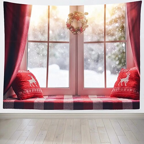 Christmas Party Wall Tapestry Holiday Photography Background Santa Claus Tree Window Red Gift Art Decor Blanket Curtain Hanging Home Bedroom Living Room Decoration Polyester
Christmas Party Wall Tapestry Holiday Photography Background Santa Claus Tree Window Red Gift Art Decor Blanket Curtain Hanging Home Bedroom Living Room Decoration Polyester